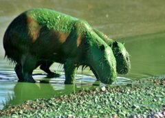 Impactantes imágenes del punto al que ha llegado la floración algal en el embalse de la represa Salto Grande