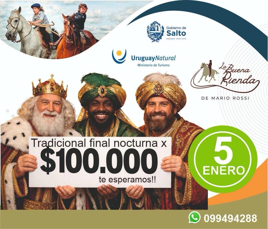 Finales del Campeonato Nacional de Pruebas de Rienda y llegada de los Reyes Magos en Termas del Daymán